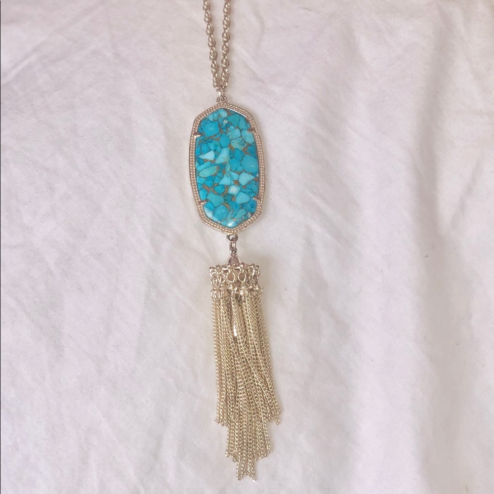 Kendra Scott Rayne very light gold necklace with Turquoise Magnesite